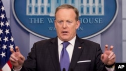 White House press secretary Sean Spicer speaks during the daily press briefing at the White House in Washington, March 13, 2017. 