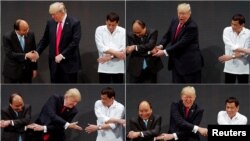 Tổng thống Mỹ Donald Trump cùng Thủ tướng Việt Nam Nguyễn Xuân Phúc và Tổng thống Philippines Rodrigo Duterte. 