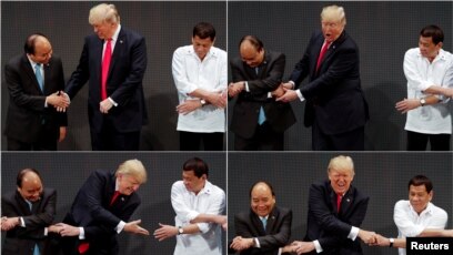 Tổng thống Mỹ Donald Trump cùng Thủ tướng Việt Nam Nguyễn Xuân Phúc và Tổng thống Philippines Rodrigo Duterte.