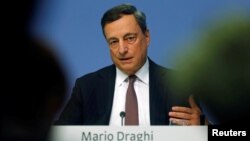 FILE - European Central Bank (ECB) President Mario Draghi attends a news conference at the ECB headquarters in Frankfurt, Germany, Sept. 8, 2016. 
