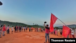 In this file photo, villagers attend a protest against the military coup, in Launglon township, Myanmar April 4, 2021 in this picture obtained from social media. (Dawei Watch/via REUTERS)