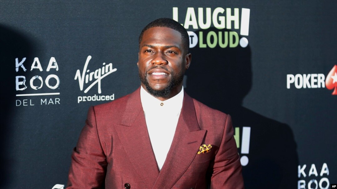 FILE - Kevin Hart poses at Kevin Hart's "Laugh Out Loud" new streaming video network launch event at the Goldstein Residence in Beverly Hills, California, Aug. 3, 2017. Hart pledged $25,000 to Hurricane Harvey relief efforts Sunday, Aug. 27, 2017, and called on fellow celebrities to do the same.