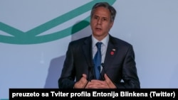 Menteri Luar Negeri AS Antony Blinken berbicara di Roma, Italia hari Senin (28/6). 