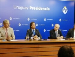 El presidente de Uruguay, Luis Lacalle Pou, durante una conferencia de prensa el jueves, 21 de mayo de 2020.