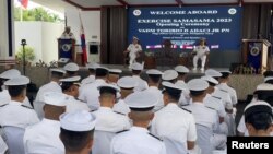 Торибио Адаси выступает во время церемонии открытия учений SAMA SAMA в штаб-квартире ВМС Филиппин в Маниле, Филиппины, 2 октября 2023 года