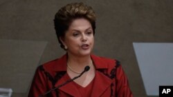 FILE - Brazil's President Dilma Rousseff speaks in Brasilia, Dec. 18, 2014.