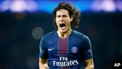 Edinson Cavani à Paris, le 14 février 2017