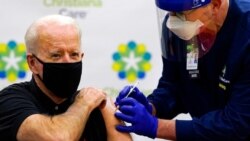 President-elect Joe Biden receives his second dose of the coronavirus vaccine at ChristianaCare Christiana Hospital in Newark, Del., Jan. 11, 2021.