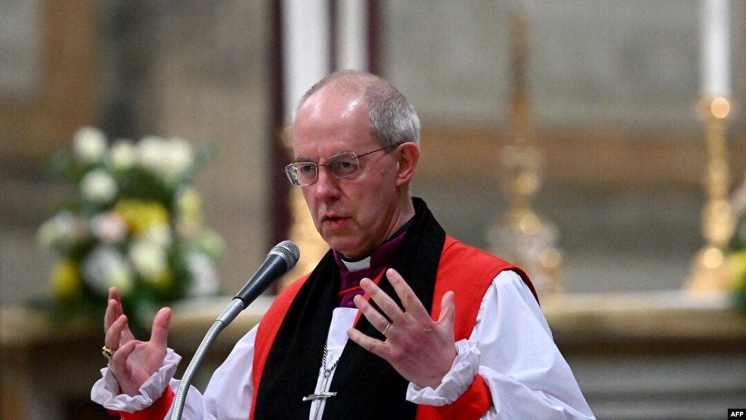 FILE — The archibishop of Canterbury Justin Welby presides over the celebration of vespers, on the solemnity of the conversion of Saint Paul, in the Basilica of St. Paul Outside The Walls in Rome on January 25, 2024. 