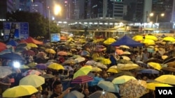 香港雨伞运动满月（美国之音海彦拍摄） 