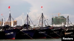 Kapal-kapal ikan China di pelabuhan Dongfang, di Provinsi Hainan, 18 Juni 2014. (Foto: Reuters)