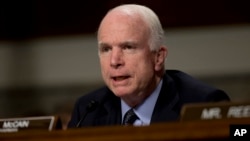 FILE - Senate Armed Services Committee Chairman Sen. John McCain, R-Ariz.