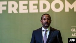 Abiy Ahmed, prime minister of Ethiopia, speaks during the Guillermo Cano World Press Freedom Prize ceremony in Addis Ababa, Ethiopia, May 2, 2019.