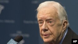 Jimmy Carter habló sobre su diagnóstico de cáncer durante una conferencia de prensa en el Centro Carter en Atlanta, el jueves, 20 de agosto de 2015.
