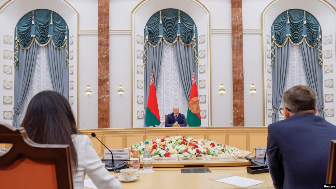 Александр Лукашенко принимает участие в пресс-конференции в Минске, Беларусь, 6 июля 2023 года.