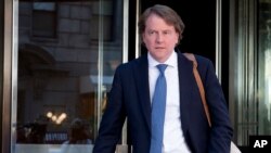 FILE - Donald McGahn, seen in New York, is the White House counsel. McGahn, a key adviser to President Donald Trump, will be leaving his position in the coming weeks, Trump said Wednesday.