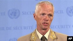 19일 기자회견을 가진 로버트 무드 유엔 시리아 평화감시단장.