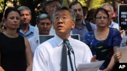 U.S Ambassador to Albania Donald Lu speaks at a civil society rally in Tirana, July 19, 2016.