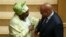 AU Commission chairperson Nkosazana Dlamini-Zuma (L) talks to South Africa's President Jacob Zuma during the close of the 26th Ordinary Session of the Assembly of the African Union, Addis Ababa, Ethiopia, Jan. 31, 2016. 