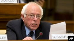 U.S. Democratic presidential candidate, Sen. Bernie Sanders, I-Vt. speaks at a conference commemorating the 25th anniversary of 'Centesimus Annus,' at the Vatican, April 15, 2016.