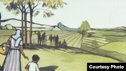 Nông dân gốc Mexico đến Quận Cam, trích Fountain Valley Mural. (Các ảnh tranh tường đều courtesy O’Cadiz Family Private Collection)