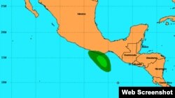 Localización de la tormenta tropical Carlota, este jueves. [Imagen: Centro Nacional de Huracanes].