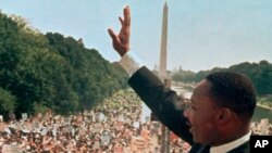 مارتین لوتر کینگ در تظاهرات ۲۸ اوت ۱۹۶۳ در واشنگتن