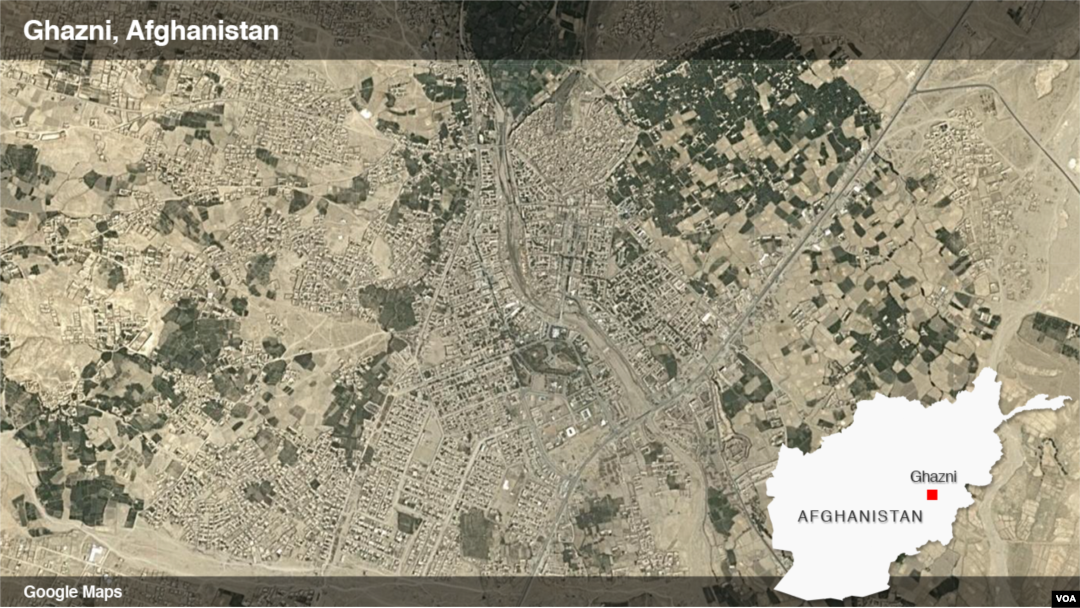 Peta wilayah Ghazni, Afghanistan.