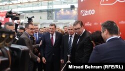 Milorad Dodik, Dragan Čović Aleksandar Vučić na mostarskom sajmu privrede, 10. april