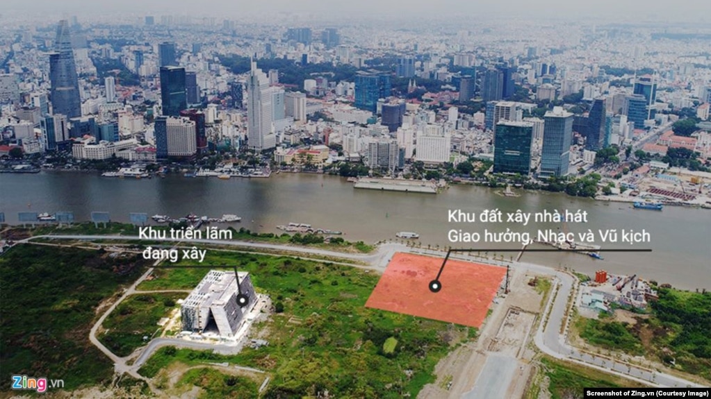 Khu đất dự kiến dùng để xây Nhà hát giao hưởng nhạc vũ kịch tại Thủ Thiêm. (Screenshot of Zing.vn)