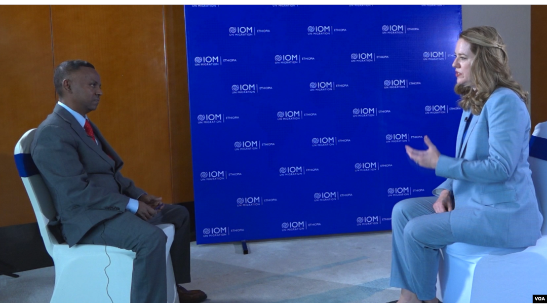 Amy Pope, director-general of the U.N. International Organization for Migration, speaks with VOA's Eskinder Firew in Addis Ababa, Ethiopia, Oct. 9, 2024.
