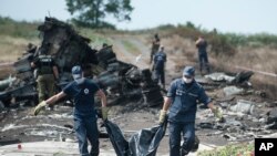 Uklanjanje tela žrtava sa mesta nesreće malezijskog aviona u Ukrajini