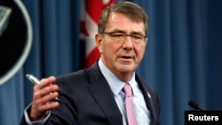 FILE - U.S. Defense Secretary Ash Carter speaks at a news conference at the Pentagon in Washington, March 11, 2015. 