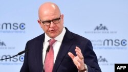 H.R. 맥매스터 백악관 국가안보보좌관이 지난 17일 독일 뮌헨 안보회의에서 연설하고 있다.