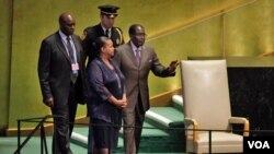 President Mugabe before addressing the United Nations General Assembly.