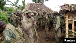 ARCHIVES - Des soldats congolais dans le village de Chanzo, territoire de Rutshuru, près de la ville de Goma, à l'est de la RDC, le 5 novembre 2013.