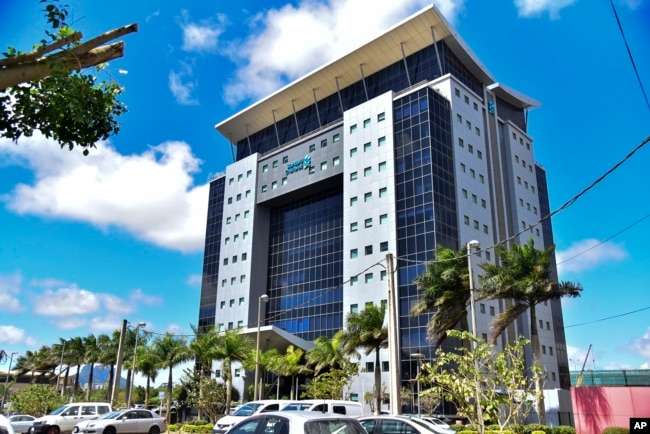 The building housing the headquarters of AFRINIC, the nonprofit organization responsible for allocating Africa's IP address space, is seen near Port Louis in Mauritius Monday, Sept. 27, 2021. (AP Photo/ L'express Maurice)