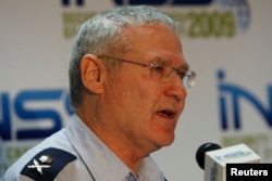 FILE -- Major-General Amos Yadlin, Israel's chief of military intelligence, speaks at the annual Institute for National Security Studies (INSS) conference in Tel Aviv, Dec. 15, 2009.