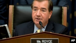 FILE - House Foreign Affairs Committee Chairman Ed Royce (R-California) speaks on Capitol Hill in Washington.