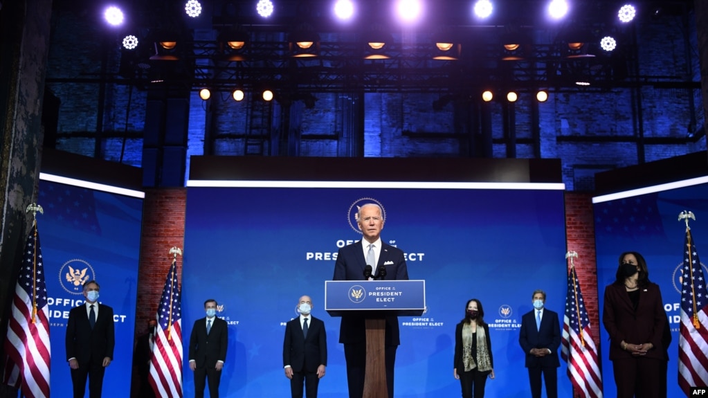 Presiden terpilih Joe Biden mengumumkan susunan kabinet di Wilmington, Delaware, on November 24, 2020. 