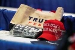 Some of the items from the delegate gift bag are shown during the first day of the Republican National Convention, in Charlotte, North Carolina, U.S., August 24, 2020. Chris Carlson/Pool via REUTERS