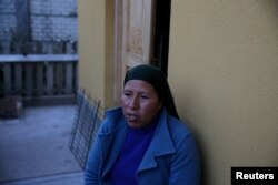 Flora Huamani, talks at her home in the town of Nueva Fuerabamba in Apurimac, Peru, Oct. 3, 2017.