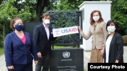 Nancy Eslick, USAID Director, Eric Nelson, U.S. Ambassador, Ingrid MacDonald UN Resident Coordinator, and Rownak Khan, UNICEF Representative . PHOTO: U.S. Embassy to Bosnia
