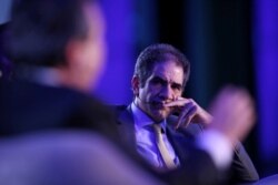 FILE - Alberto de la Fuente, CEO of Shell in Mexico, gestures during Forbes Forum 2017 in Mexico City, Mexico, Sept. 18, 2017.
