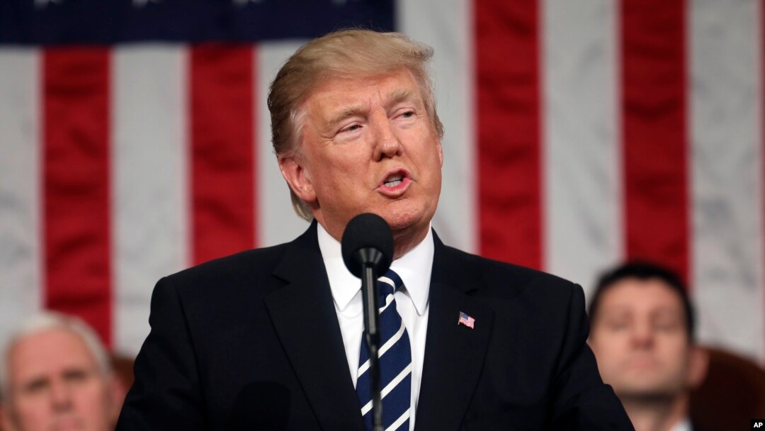 President Donald Trump addresses a joint session of Congress on Capitol Hill in Washington, Feb. 28, 2017. 