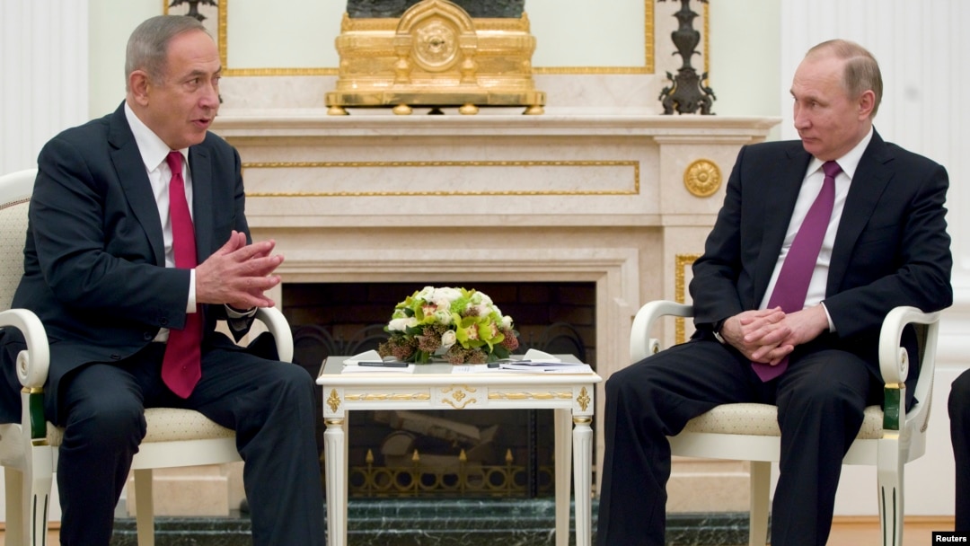 Russian President Vladimir Putin (right) meets with Israeli Prime Minister Benjamin Netanyahu in Moscow, Russia, March 9, 2017. 