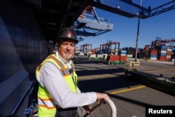 Long Beach Container Terminal CEO Anthony Otto looks out over the LBCT as it continues to take steps to become the world's most advanced cargo handling facility and first emissions-free operation of its kind, in Long Beach, California, U.S., February 9, 2023. (REUTERS/Mike Blake)