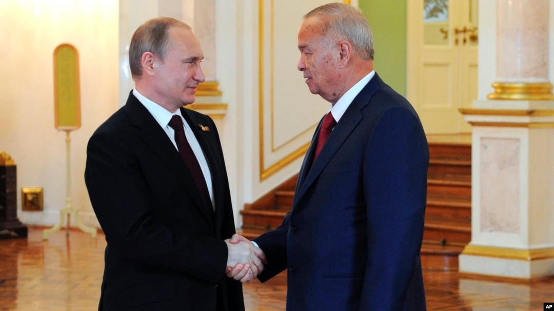 Islom Karimov, Vladimir Putin Moskvada ko'rishmoqda. 8-may, 2015-yil.