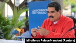 Venezuela's President Nicolas Maduro speaks during his weekly broadcast "Los Domingos con Maduro" (The Sundays with Maduro) in Caracas, July 23, 2017.