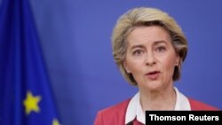 EU Commission President von der Leyen delivers a statement on EU's vaccine strategy, in Brussels